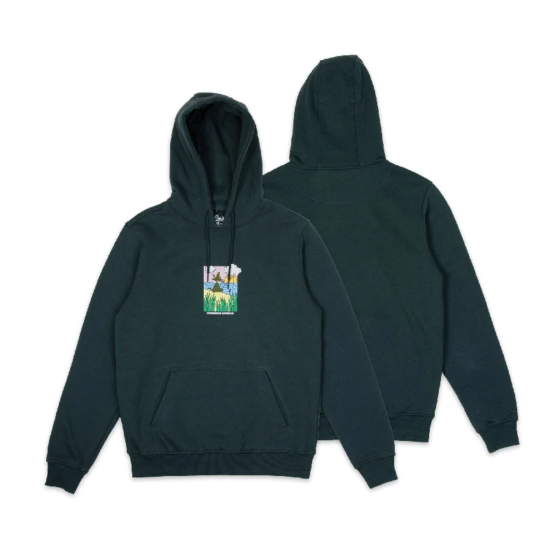 Women's zip - front sweatshirt with contrast stitching for a sporty aestheticSnufkin Fishing Hoodie Unisex - Dark Green
