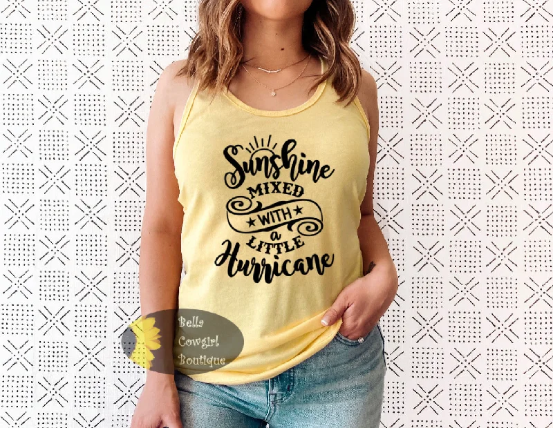 Plus Size Women's Embroidered Tank Tops in Boho StylesSunshine Mixed With A Little Hurricane Country Western Women's Tank Top Plus Size Women's Embroidered Tank Tops in Boho StylesSunshine Mixed With A Little Hurricane Country Western Women's Tank Top
