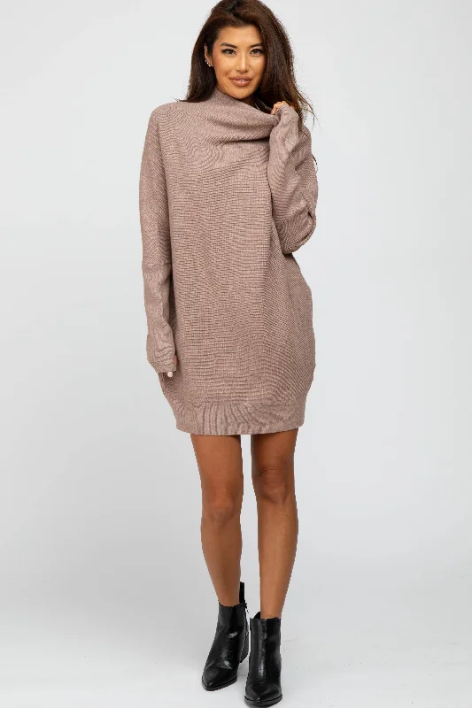 Empire Waist Women Dress to Accentuate the Bust and Conceal the WaistTaupe Funnel Neck Dolman Sleeve Mini Dress Empire Waist Women Dress to Accentuate the Bust and Conceal the WaistTaupe Funnel Neck Dolman Sleeve Mini Dress