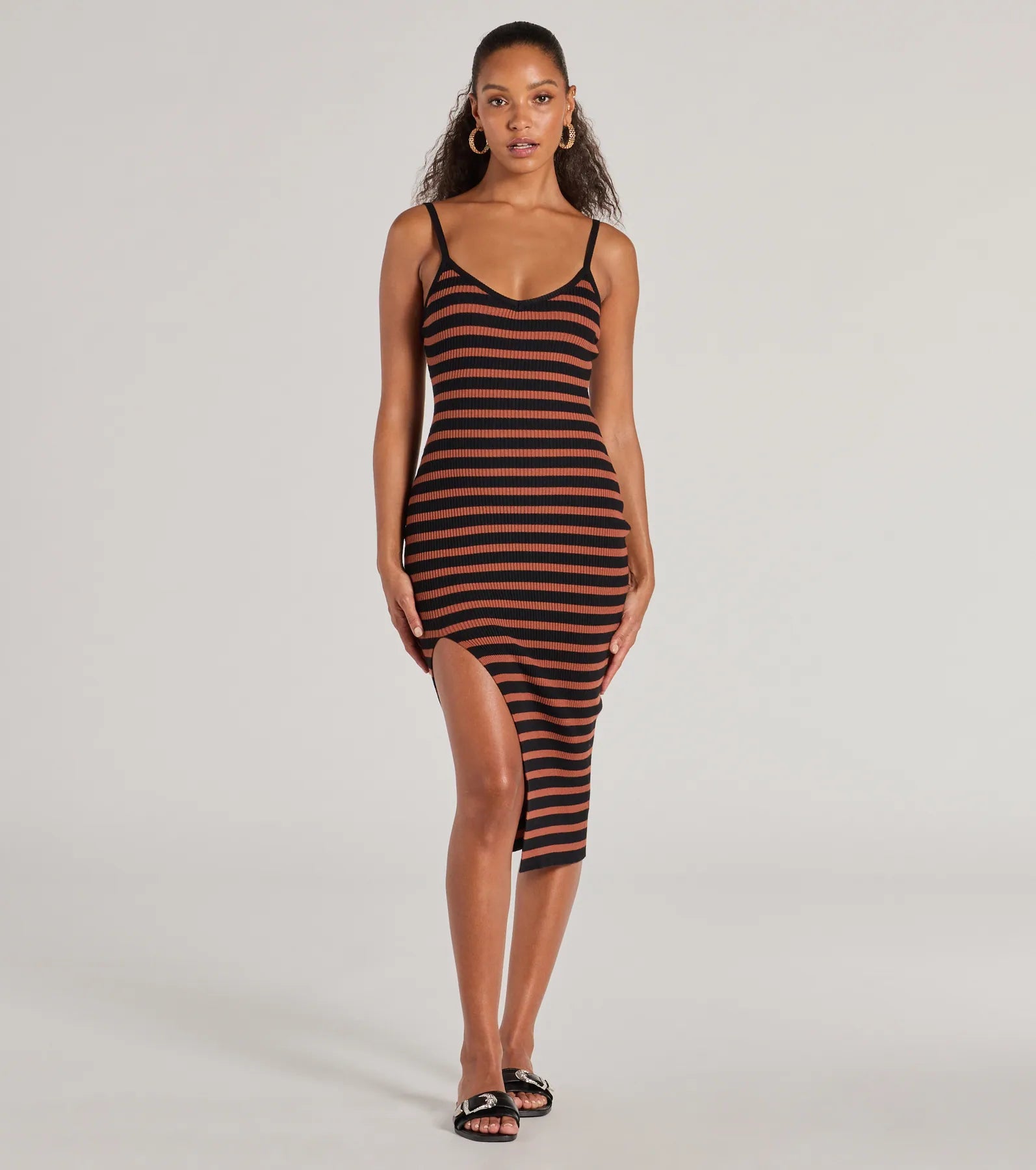 Longline Women's Mohair Sweater Dresses in a Loose FitTrendy Staple Striped Ribbed Knit Midi Dress Longline Women's Mohair Sweater Dresses in a Loose FitTrendy Staple Striped Ribbed Knit Midi Dress