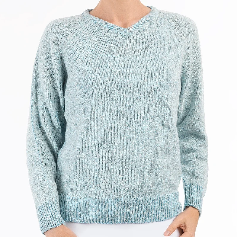Plus Size Women's Pullovers with Pockets for PracticalityV Neck Raglan Pullover in Turquoise Plus Size Women's Pullovers with Pockets for PracticalityV Neck Raglan Pullover in Turquoise