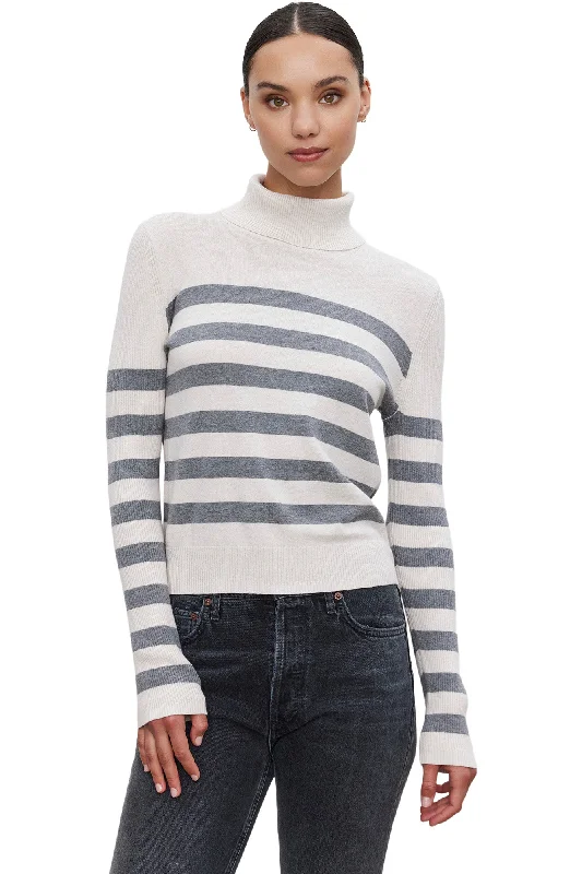 Plus Size Women's Open - Front Cardigan Sweater in Burgundy with Buttons for a Stylish LayerVelvet Korie Cashmere Striped Turtleneck Sweater in Chalk - Medium Heather Grey Plus Size Women's Open - Front Cardigan Sweater in Burgundy with Buttons for a Stylish LayerVelvet Korie Cashmere Striped Turtleneck Sweater in Chalk - Medium Heather Grey
