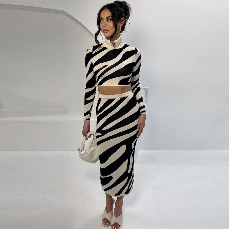Crochet - Knit Women's Crop Top in Cream for a Bohemian and Artisanal LookVintage Rib Knit Turtleneck Crop Top and Bodycon Midi Skirt Matching Set Crochet - Knit Women's Crop Top in Cream for a Bohemian and Artisanal LookVintage Rib Knit Turtleneck Crop Top and Bodycon Midi Skirt Matching Set