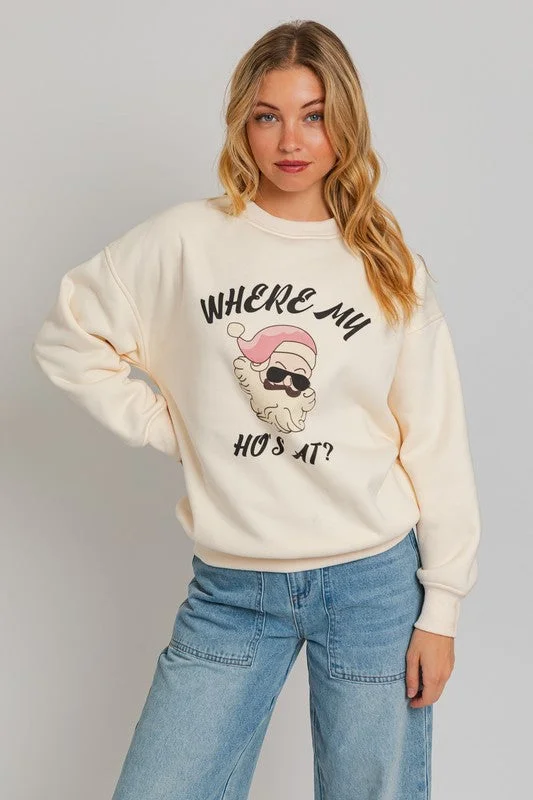 Long - Sleeve Women's Merino Wool Pullovers for Winter WarmthWhere My Ho's At Pullover Sweatshirt Long - Sleeve Women's Merino Wool Pullovers for Winter WarmthWhere My Ho's At Pullover Sweatshirt