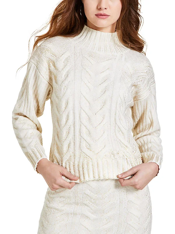 Zip - Up Women's Pullovers with Thumbholes for Outdoor ActivitiesWomens Cable Knit Mock Neck Pullover Sweater Zip - Up Women's Pullovers with Thumbholes for Outdoor ActivitiesWomens Cable Knit Mock Neck Pullover Sweater