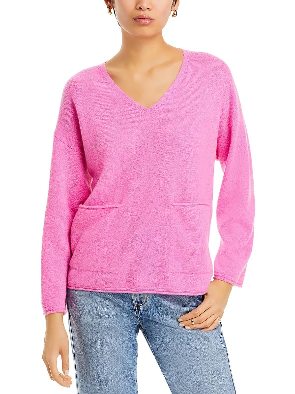 Zip - Up Women's Pullovers with Thumbholes for Outdoor ActivitiesWomens Cashmere Ribbed Trim Pullover Sweater Zip - Up Women's Pullovers with Thumbholes for Outdoor ActivitiesWomens Cashmere Ribbed Trim Pullover Sweater