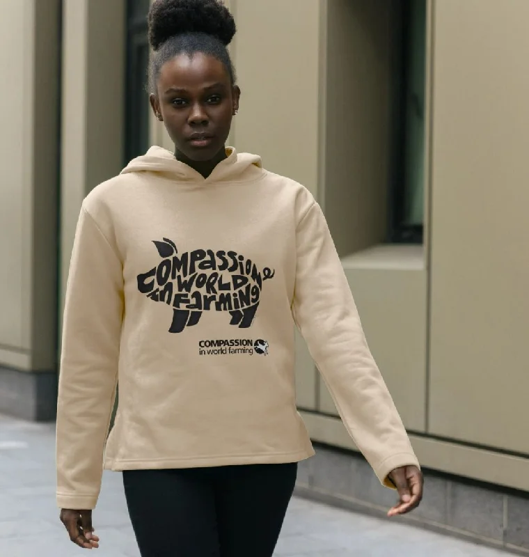 Women's hoodie with a detachable hood for customizable stylingWomen's Compassion Pig Relaxed Fit Hoodie Women's hoodie with a detachable hood for customizable stylingWomen's Compassion Pig Relaxed Fit Hoodie