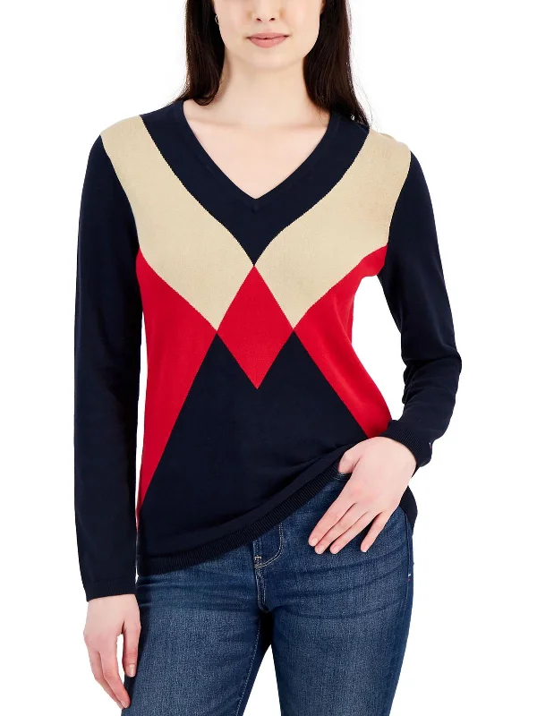 Cropped Women's Pullovers in a Sporty Style for Trendy OutfitsWomens Cotton V-Neck Pullover Sweater Cropped Women's Pullovers in a Sporty Style for Trendy OutfitsWomens Cotton V-Neck Pullover Sweater