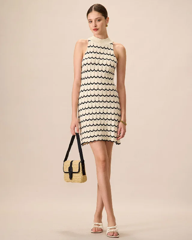 Sleeveless Women Dress in Bright Colors for Summer PartiesWomen's Mock Neck Contrast Knitted Mini Dress Sleeveless Women Dress in Bright Colors for Summer PartiesWomen's Mock Neck Contrast Knitted Mini Dress