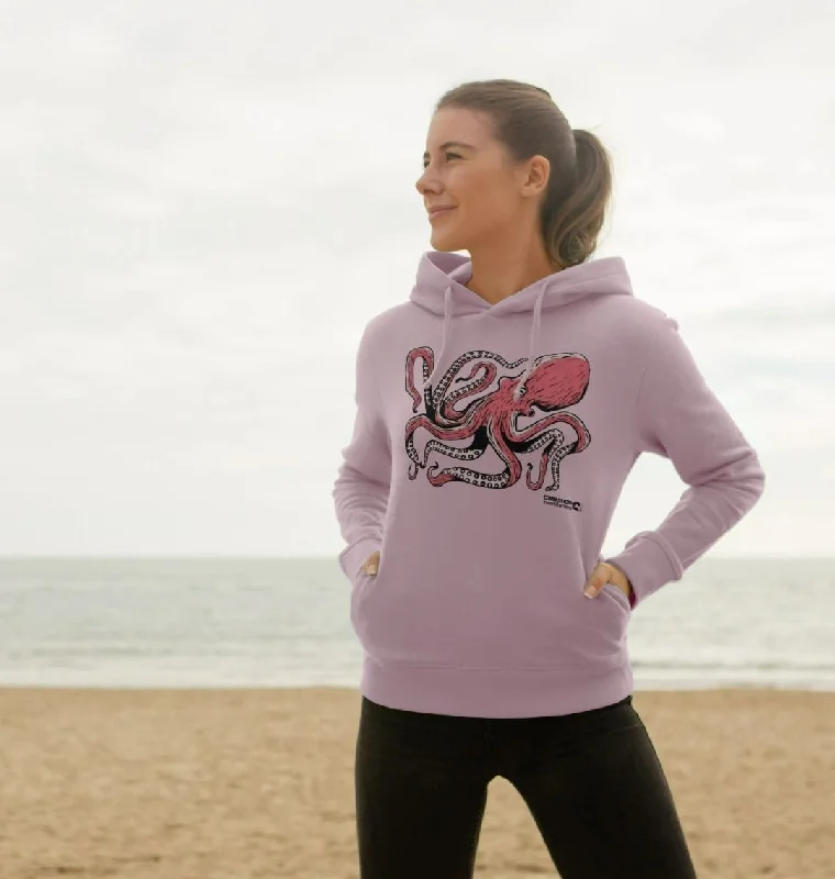 Women's hoodie with a kangaroo pocket and a pom - pom drawstring for added charmWomen's Octopus Hoodie