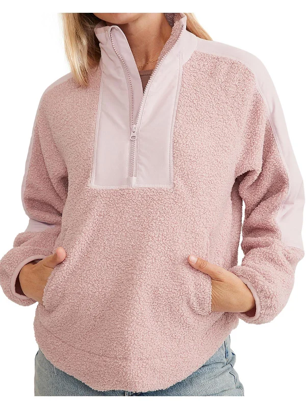 Plus Size Women's Pullovers with Pockets for PracticalityWomens Sherpa 1/2 Zip Pullover Sweater Plus Size Women's Pullovers with Pockets for PracticalityWomens Sherpa 1/2 Zip Pullover Sweater