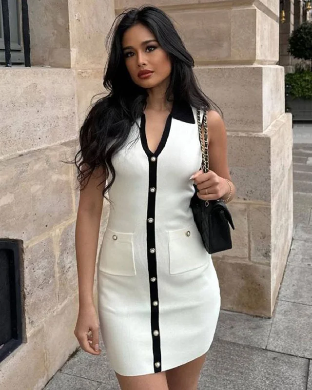 Off - the - Shoulder Women Dress for a Romantic and Feminine LookWomen's White Contrasting Bodycon Sweater Mini Dress Off - the - Shoulder Women Dress for a Romantic and Feminine LookWomen's White Contrasting Bodycon Sweater Mini Dress