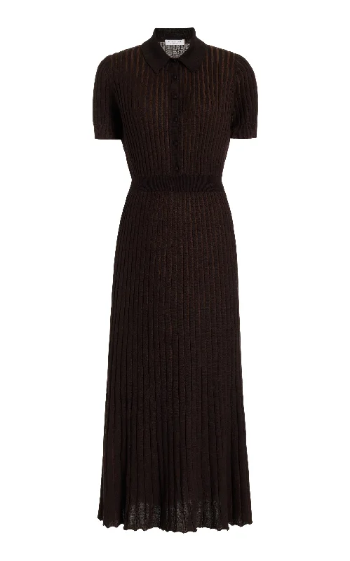 Off - the - Shoulder Women Dress for a Romantic and Feminine LookAmor Knit Midi Dress in Chocolate Cashmere Silk Off - the - Shoulder Women Dress for a Romantic and Feminine LookAmor Knit Midi Dress in Chocolate Cashmere Silk