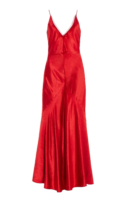 Halter Neck Women Dress to Show Off the Shoulders and NecklineBrigita Slip Maxi Dress in Scarlet Red Silk Velvet Halter Neck Women Dress to Show Off the Shoulders and NecklineBrigita Slip Maxi Dress in Scarlet Red Silk Velvet
