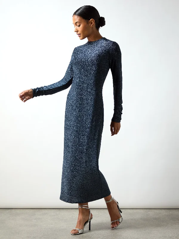 Off - the - Shoulder Women Dress for a Romantic and Feminine LookDelilah Navy Sparkle Jersey High Neck Midaxi Dress Off - the - Shoulder Women Dress for a Romantic and Feminine LookDelilah Navy Sparkle Jersey High Neck Midaxi Dress