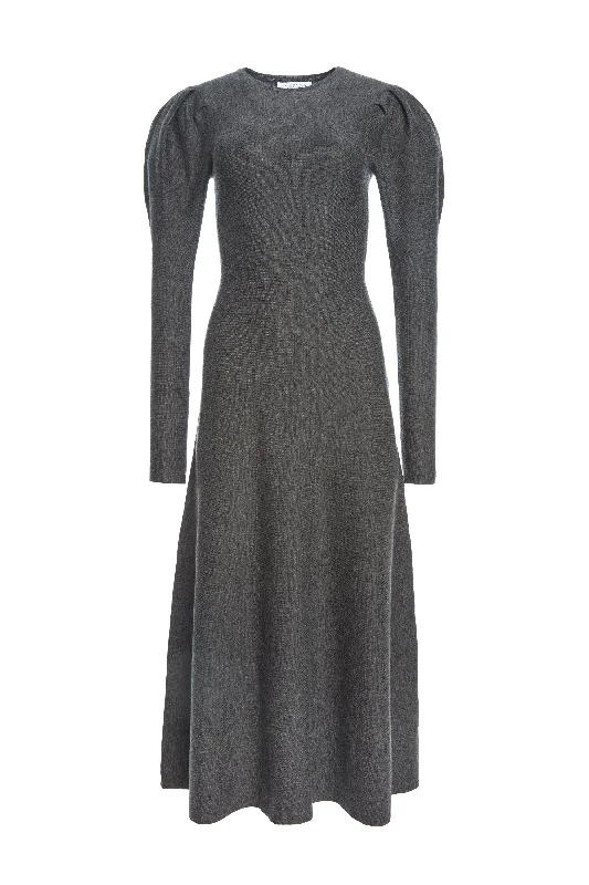 Lace - Embellished Women Dress for an Elegant and Sophisticated AppearanceHannah Knit Maxi Dress in Charcoal Melange Merino Wool Cashmere Lace - Embellished Women Dress for an Elegant and Sophisticated AppearanceHannah Knit Maxi Dress in Charcoal Melange Merino Wool Cashmere