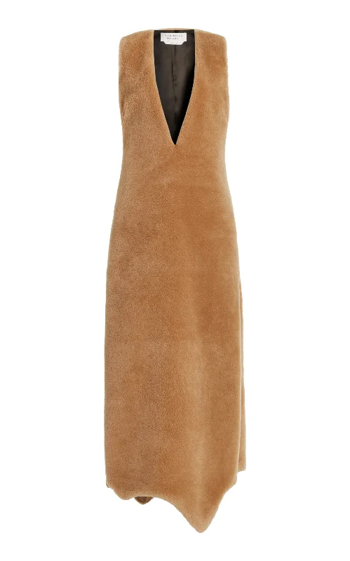 Backless Women Dress for a Sexy and Alluring Look at Evening EventsOrnstone Maxi Dress in Camel Virgin Wool Silk Cashmere Fur Backless Women Dress for a Sexy and Alluring Look at Evening EventsOrnstone Maxi Dress in Camel Virgin Wool Silk Cashmere Fur