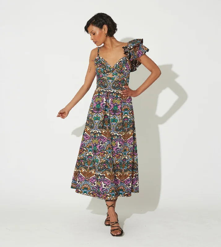 Plus Size Women Dress with a Flattering A - Line Cut for Comfort and StyleSolana Midi Dress | Mosaic Ikat Plus Size Women Dress with a Flattering A - Line Cut for Comfort and StyleSolana Midi Dress | Mosaic Ikat