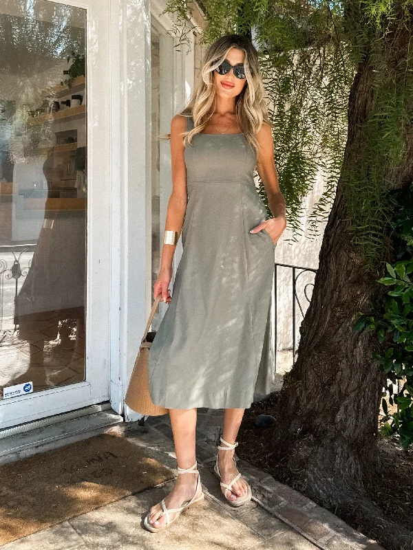 Strapless Women Dress with a Built - in Bra for Comfort and SupportOlive You Square Neck Midi Dress Strapless Women Dress with a Built - in Bra for Comfort and SupportOlive You Square Neck Midi Dress