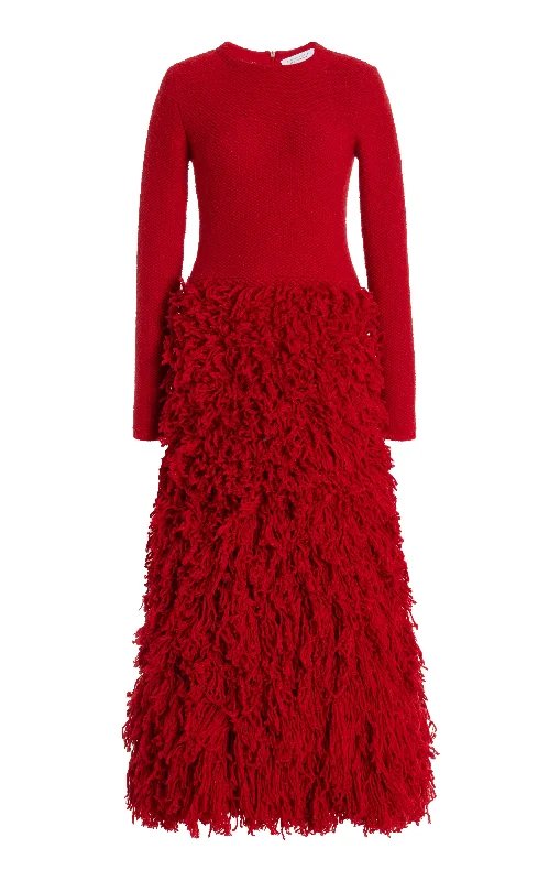 Maxi Women Dress with Floral Print for a Bohemian VibeTurner Knit Maxi Dress in Scarlet Red Virgin Wool Cashmere Silk Maxi Women Dress with Floral Print for a Bohemian VibeTurner Knit Maxi Dress in Scarlet Red Virgin Wool Cashmere Silk