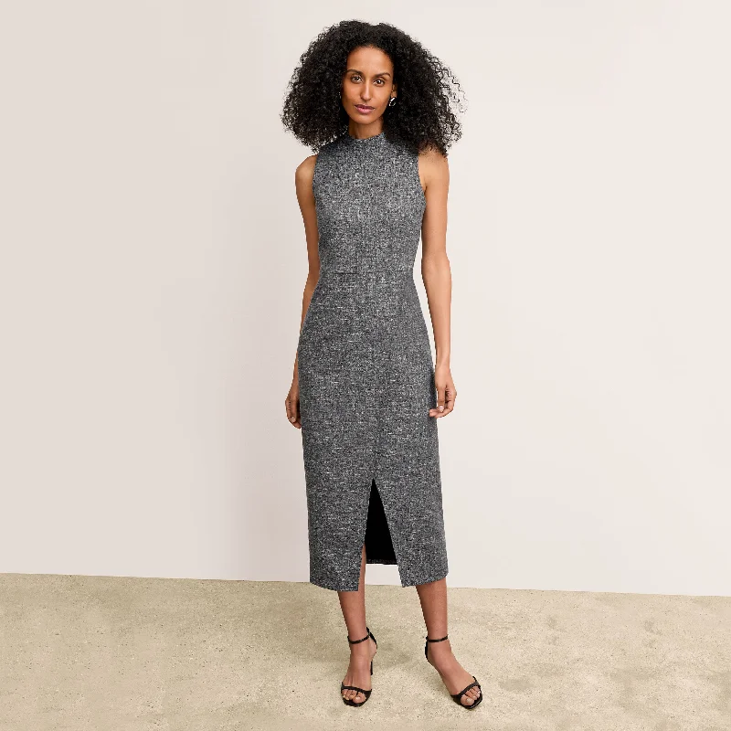 Maxi Women Dress with Floral Print for a Bohemian VibeValencia Dress - Crosshatch Suiting :: Black/White Maxi Women Dress with Floral Print for a Bohemian VibeValencia Dress - Crosshatch Suiting :: Black/White