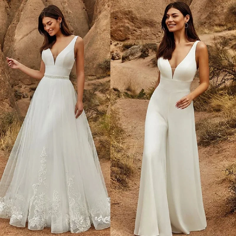 Backless Women Dress for a Sexy and Alluring Look at Evening Events Backless Women Dress for a Sexy and Alluring Look at Evening Events 2 In 1 Wedding Jumpsuit With Detachable Skirt Two Pieces Bridal Dresses Pants Suit For Women Lace Tulle V-Neck Sweep Train Gowns Backless Women Dress for a Sexy and Alluring Look at Evening Events Backless Women Dress for a Sexy and Alluring Look at Evening Events 2 In 1 Wedding Jumpsuit With Detachable Skirt Two Pieces Bridal Dresses Pants Suit For Women Lace Tulle V-Neck Sweep Train Gowns