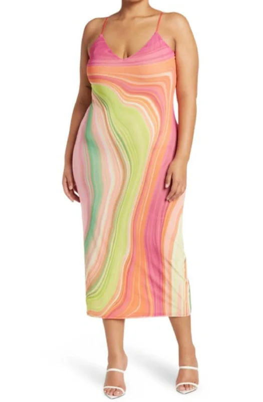 Long - Sleeve Women Dress in Velvet for a Luxurious Winter Look Long - Sleeve Women Dress in Velvet for a Luxurious Winter Look Amina Power Mesh Midi Slip Dress In Abstract Spring Wave