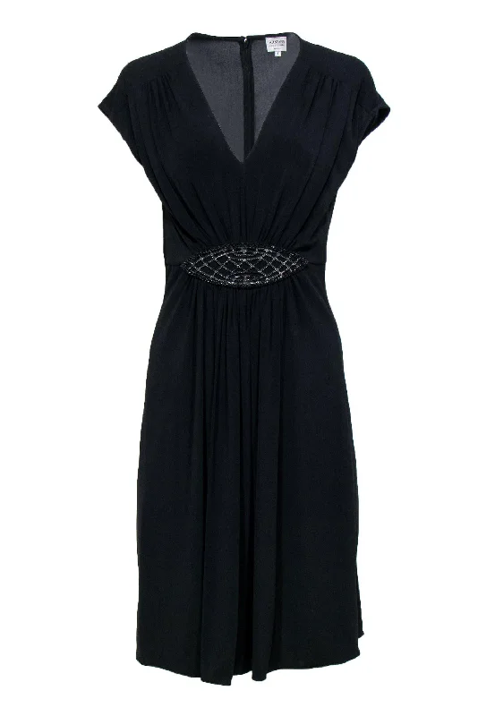 Off - the - Shoulder Women Dress for a Romantic and Feminine Look Off - the - Shoulder Women Dress for a Romantic and Feminine Look Armani Collezioni - Black Cap Sleeve Dress w/ Rhinestone Belt Sz 8