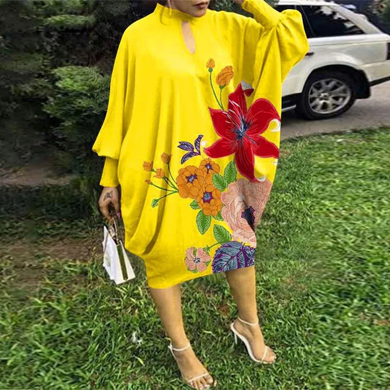 Mini Women Dress with a Short Hem for a Young and Trendy Style Mini Women Dress with a Short Hem for a Young and Trendy Style Autumn Fashion Streetwear Women Loose Dress Casual Printed Long Sleeves Sexy Hollow Out O Neck Irregular Dresses Elegant Women's