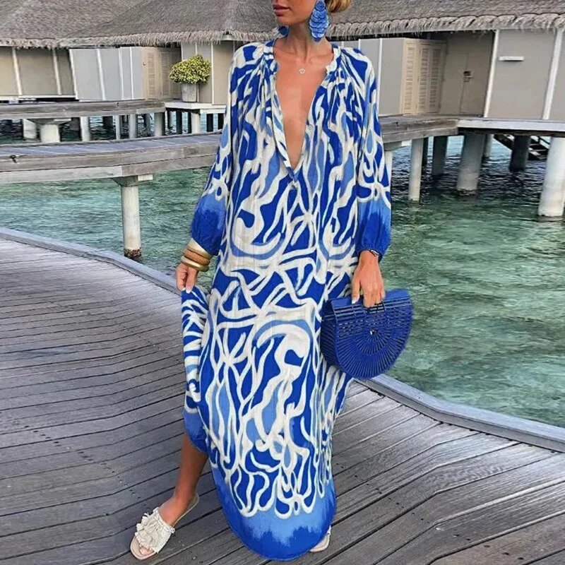 Strapless Women Dress with a Built - in Bra for Comfort and Support Strapless Women Dress with a Built - in Bra for Comfort and Support Autumn New Women's Loose Long Sleeves Dress Casual Printed Long Sleeves Streetwear Ladies Fashion V Neck Elegant Commute Dresses