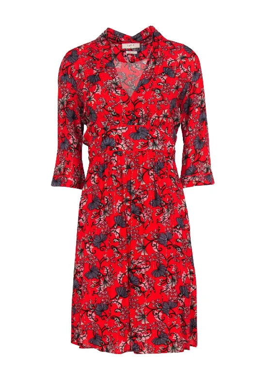 Halter Neck Women Dress to Show Off the Shoulders and Neckline Halter Neck Women Dress to Show Off the Shoulders and Neckline Ba&sh - Red 3/4 Sleeve Floral Print Midi Dress w/ Metallic Detailing Sz 0 Halter Neck Women Dress to Show Off the Shoulders and Neckline Halter Neck Women Dress to Show Off the Shoulders and Neckline Ba&sh - Red 3/4 Sleeve Floral Print Midi Dress w/ Metallic Detailing Sz 0