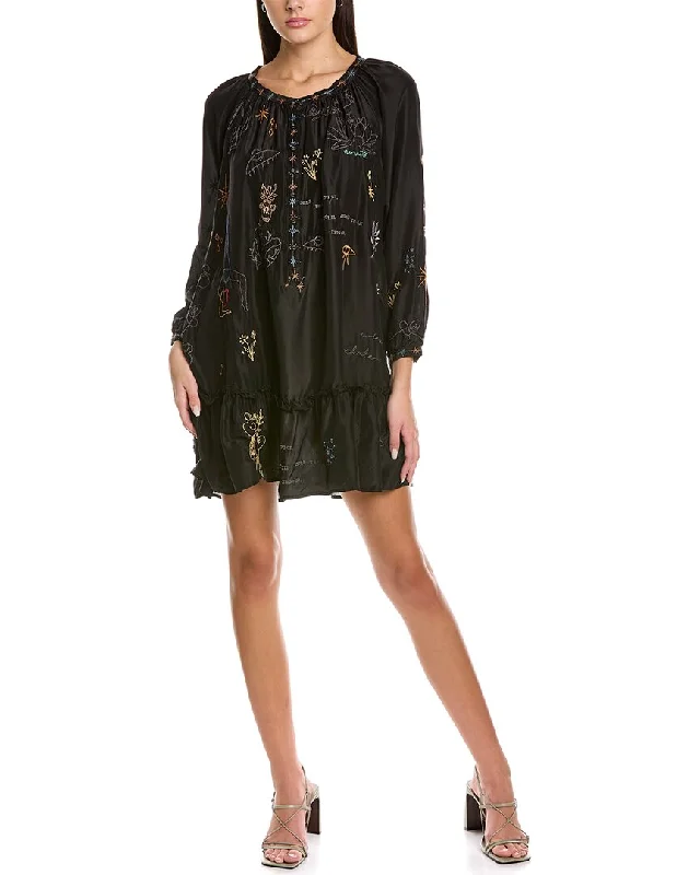 Backless Women Dress for a Sexy and Alluring Look at Evening Events Backless Women Dress for a Sexy and Alluring Look at Evening Events Calme by Johnny Was Yogi Embroidered Friday Silk Mini Dress