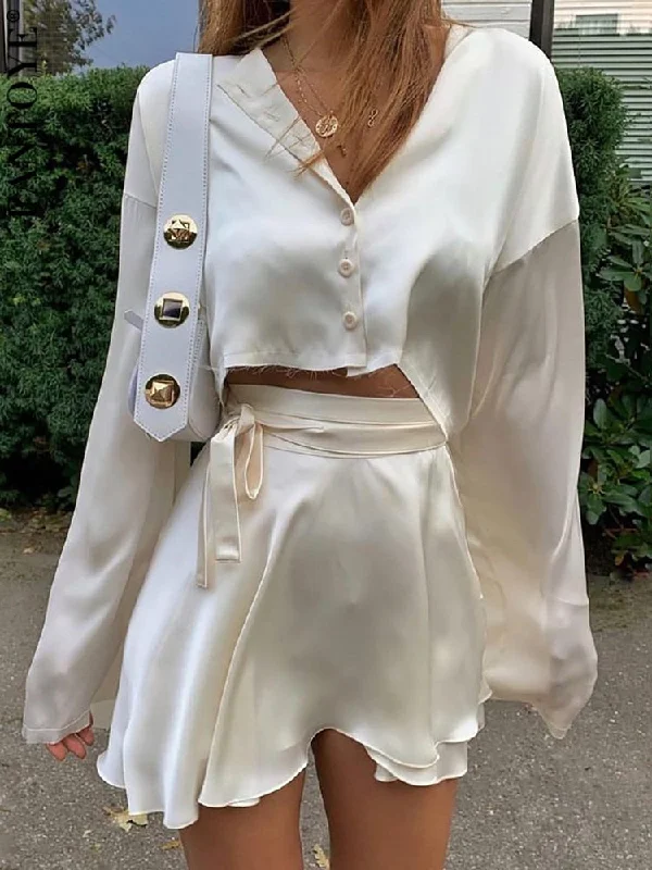 Little Black Women Dress with Sequins for a Glamorous Night Out Little Black Women Dress with Sequins for a Glamorous Night Out Casual Satin Two Piece Dress Set For Women White O-neck Button Top Bandage Mini Pencil Skirts Outfits Fashion Party Suit