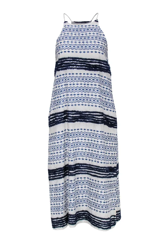 Printed Abstract Women Dress for a Modern and Artistic Appeal Printed Abstract Women Dress for a Modern and Artistic Appeal Corey Lynn Calter - White & Blue Dress w/ Diamond Pattern & Fringe Sz XS Printed Abstract Women Dress for a Modern and Artistic Appeal Printed Abstract Women Dress for a Modern and Artistic Appeal Corey Lynn Calter - White & Blue Dress w/ Diamond Pattern & Fringe Sz XS