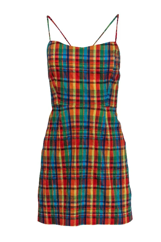 Maxi Women Dress with Floral Print for a Bohemian Vibe Maxi Women Dress with Floral Print for a Bohemian Vibe Cynthia Rowley - Multicolored Plaid Sleeveless Mini Dress Sz 8