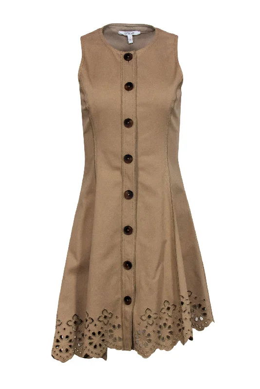 Off - the - Shoulder Women Dress for a Romantic and Feminine Look Off - the - Shoulder Women Dress for a Romantic and Feminine Look Derek Lam - Tan Cotton Blend Button-Front Dress w/ Cutouts Sz 2