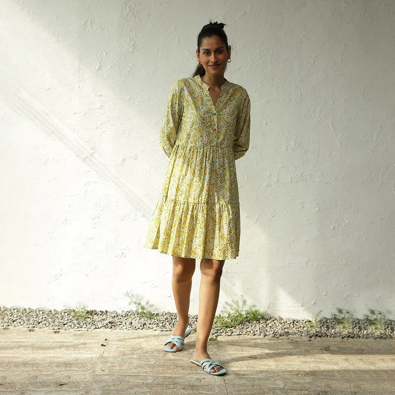 Shift Women Dress with a Simple and Classic Design for Everyday Wear Shift Women Dress with a Simple and Classic Design for Everyday Wear Cotton Printed Short Tier Dress | Lime Yellow Shift Women Dress with a Simple and Classic Design for Everyday Wear Shift Women Dress with a Simple and Classic Design for Everyday Wear Cotton Printed Short Tier Dress | Lime Yellow