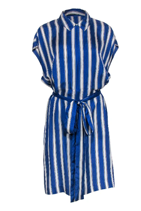 Sheath Women Dress with a Tailored Fit for a Professional Look Sheath Women Dress with a Tailored Fit for a Professional Look Escada - Blue & White Striped Sleeveless Belted Silk Shirt Dress Sz L Sheath Women Dress with a Tailored Fit for a Professional Look Sheath Women Dress with a Tailored Fit for a Professional Look Escada - Blue & White Striped Sleeveless Belted Silk Shirt Dress Sz L