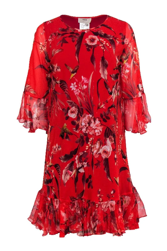 Halter Neck Women Dress to Show Off the Shoulders and Neckline Halter Neck Women Dress to Show Off the Shoulders and Neckline Fuzzi - Red Floral Shift Dress w/ Ruffle Bell Sleeves Sz M Halter Neck Women Dress to Show Off the Shoulders and Neckline Halter Neck Women Dress to Show Off the Shoulders and Neckline Fuzzi - Red Floral Shift Dress w/ Ruffle Bell Sleeves Sz M