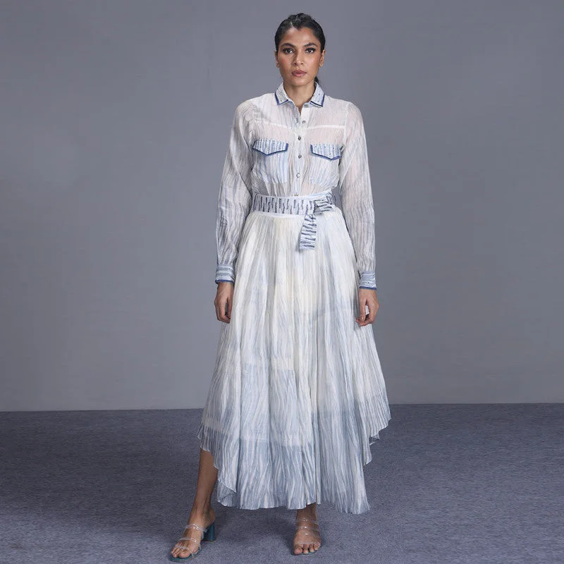 Ball Gown Women Dress with a Full Skirt for a Princess - like Look Ball Gown Women Dress with a Full Skirt for a Princess - like Look Handwoven Chanderi Silk White & Blue Shirt Ball Gown Women Dress with a Full Skirt for a Princess - like Look Ball Gown Women Dress with a Full Skirt for a Princess - like Look Handwoven Chanderi Silk White & Blue Shirt