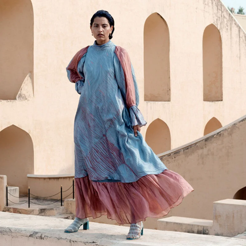 Strapless Women Dress with a Built - in Bra for Comfort and Support Strapless Women Dress with a Built - in Bra for Comfort and Support Handwoven Dupian Silk Blue Double Layered Dress Strapless Women Dress with a Built - in Bra for Comfort and Support Strapless Women Dress with a Built - in Bra for Comfort and Support Handwoven Dupian Silk Blue Double Layered Dress