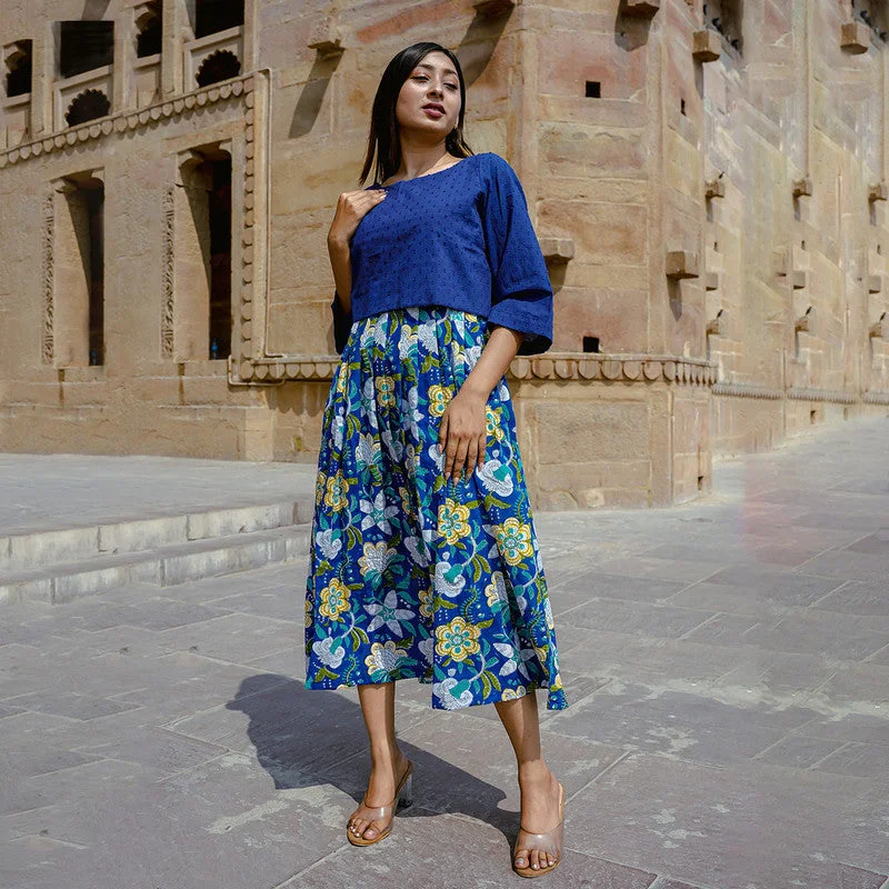 Strapless Women Dress with a Built - in Bra for Comfort and Support Strapless Women Dress with a Built - in Bra for Comfort and Support Cotton Dress with Crop Top | Handblock Print | Royal Blue Strapless Women Dress with a Built - in Bra for Comfort and Support Strapless Women Dress with a Built - in Bra for Comfort and Support Cotton Dress with Crop Top | Handblock Print | Royal Blue