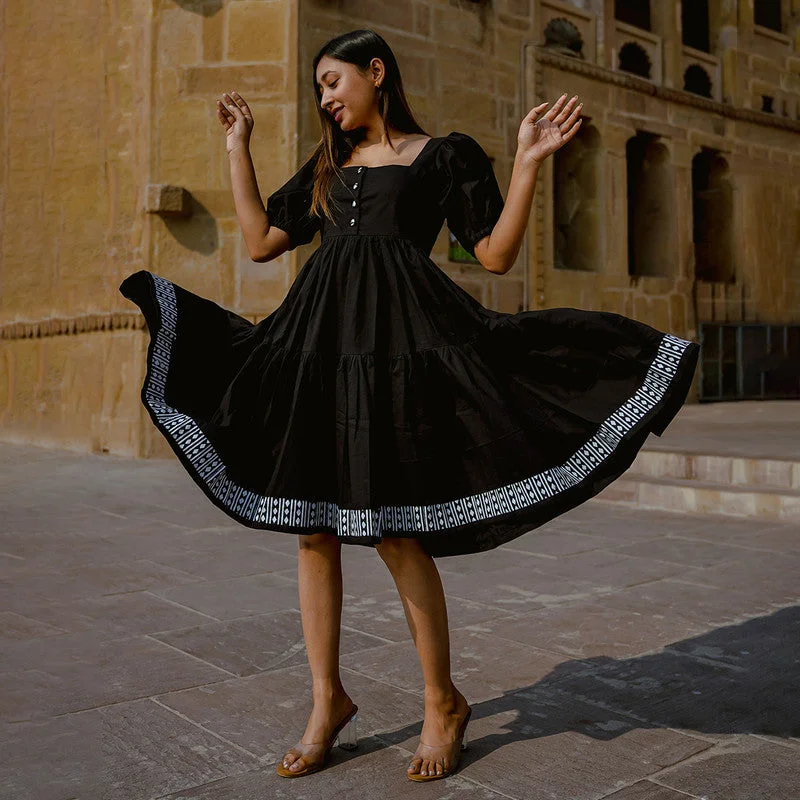 Mermaid - Style Women Dress with a Fitted Silhouette for Special Occasions Mermaid - Style Women Dress with a Fitted Silhouette for Special Occasions Dress for Women | Cotton Tiered Dress | Black Mermaid - Style Women Dress with a Fitted Silhouette for Special Occasions Mermaid - Style Women Dress with a Fitted Silhouette for Special Occasions Dress for Women | Cotton Tiered Dress | Black