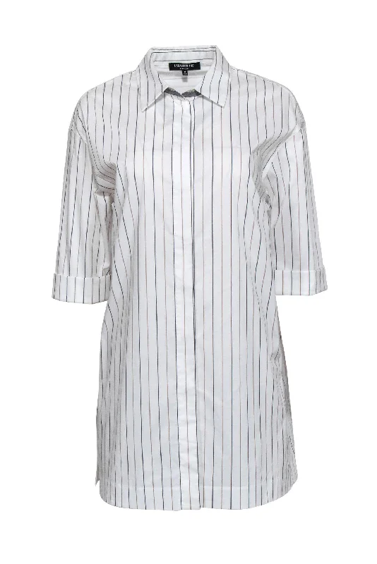 Maxi Women Dress with Floral Print for a Bohemian Vibe Maxi Women Dress with Floral Print for a Bohemian Vibe Lafayette 148 - White Striped Collared Short Sleeve Cotton Dress Sz M
