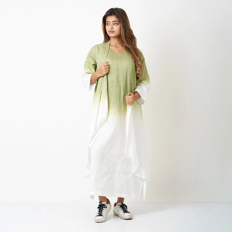 Sleeveless Women Dress in Bright Colors for Summer Parties Sleeveless Women Dress in Bright Colors for Summer Parties Linen Dress for Women | Ombre Layered | Green