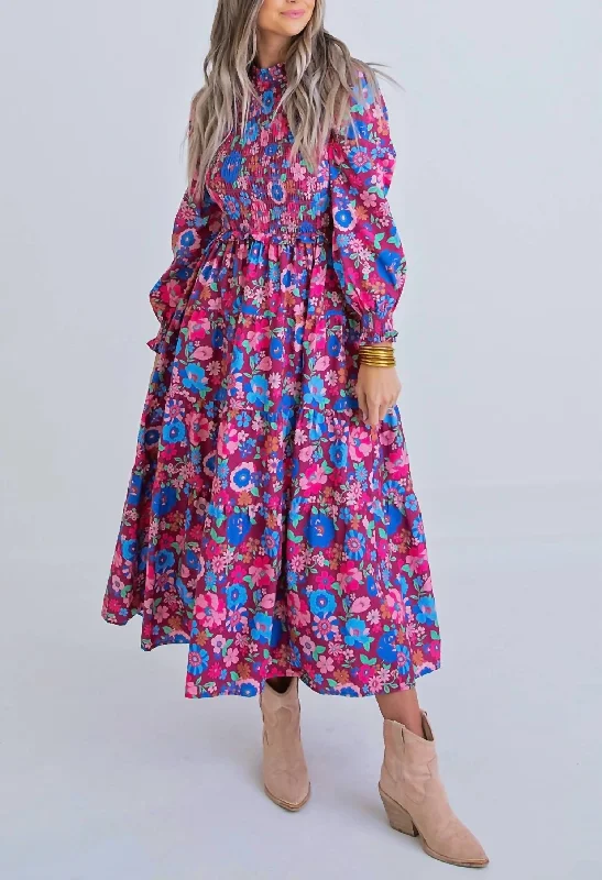 Strapless Women Dress with a Built - in Bra for Comfort and Support Strapless Women Dress with a Built - in Bra for Comfort and Support London Floral Maxi Dress in Magenta
