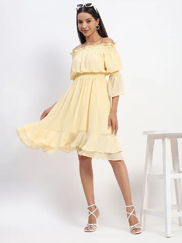Sleeveless Women Dress in Bright Colors for Summer Parties Sleeveless Women Dress in Bright Colors for Summer Parties Madame Gathered Waist Off Shoulder Yellow Dress Sleeveless Women Dress in Bright Colors for Summer Parties Sleeveless Women Dress in Bright Colors for Summer Parties Madame Gathered Waist Off Shoulder Yellow Dress