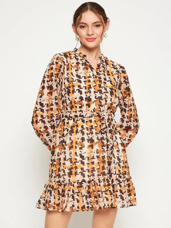 Sleeveless Women Dress in Bright Colors for Summer Parties Sleeveless Women Dress in Bright Colors for Summer Parties Madame Beige Abstract Print Self-Belted Dress Sleeveless Women Dress in Bright Colors for Summer Parties Sleeveless Women Dress in Bright Colors for Summer Parties Madame Beige Abstract Print Self-Belted Dress