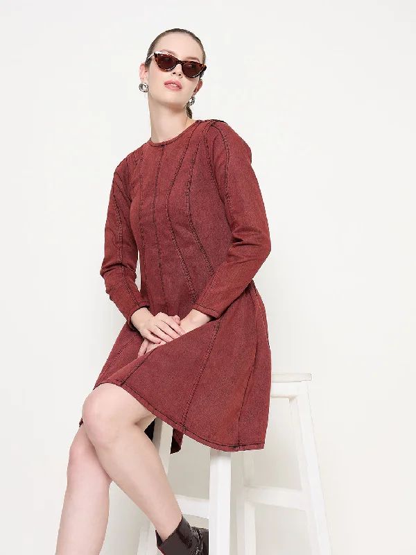 Little Black Women Dress with Sequins for a Glamorous Night Out Little Black Women Dress with Sequins for a Glamorous Night Out Madame Red A-line Cotton Blend Denim Dress