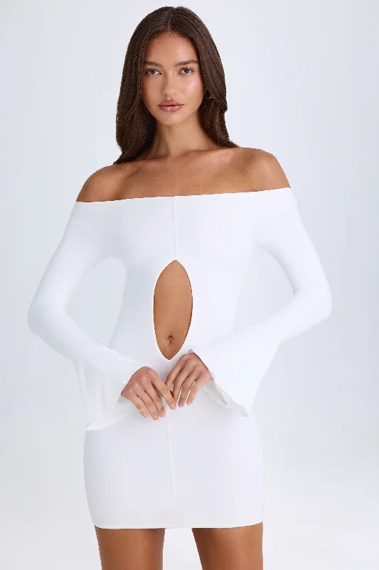 Maxi Women Dress with Floral Print for a Bohemian Vibe Maxi Women Dress with Floral Print for a Bohemian Vibe Off-Shoulder Cut-Out Mini Dress in White